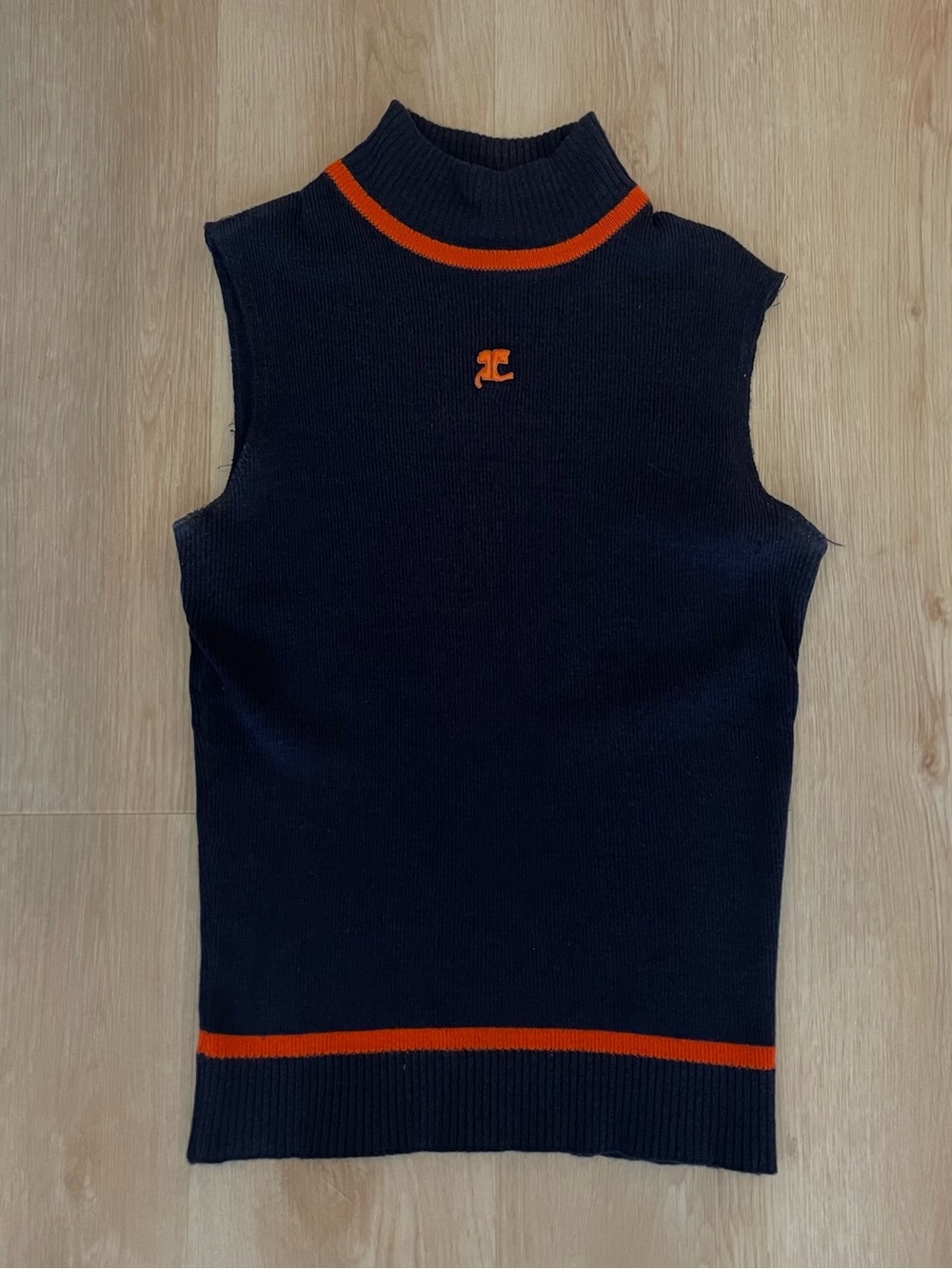 Vintage Courrèges Sleeveless Mock Neck Sweater